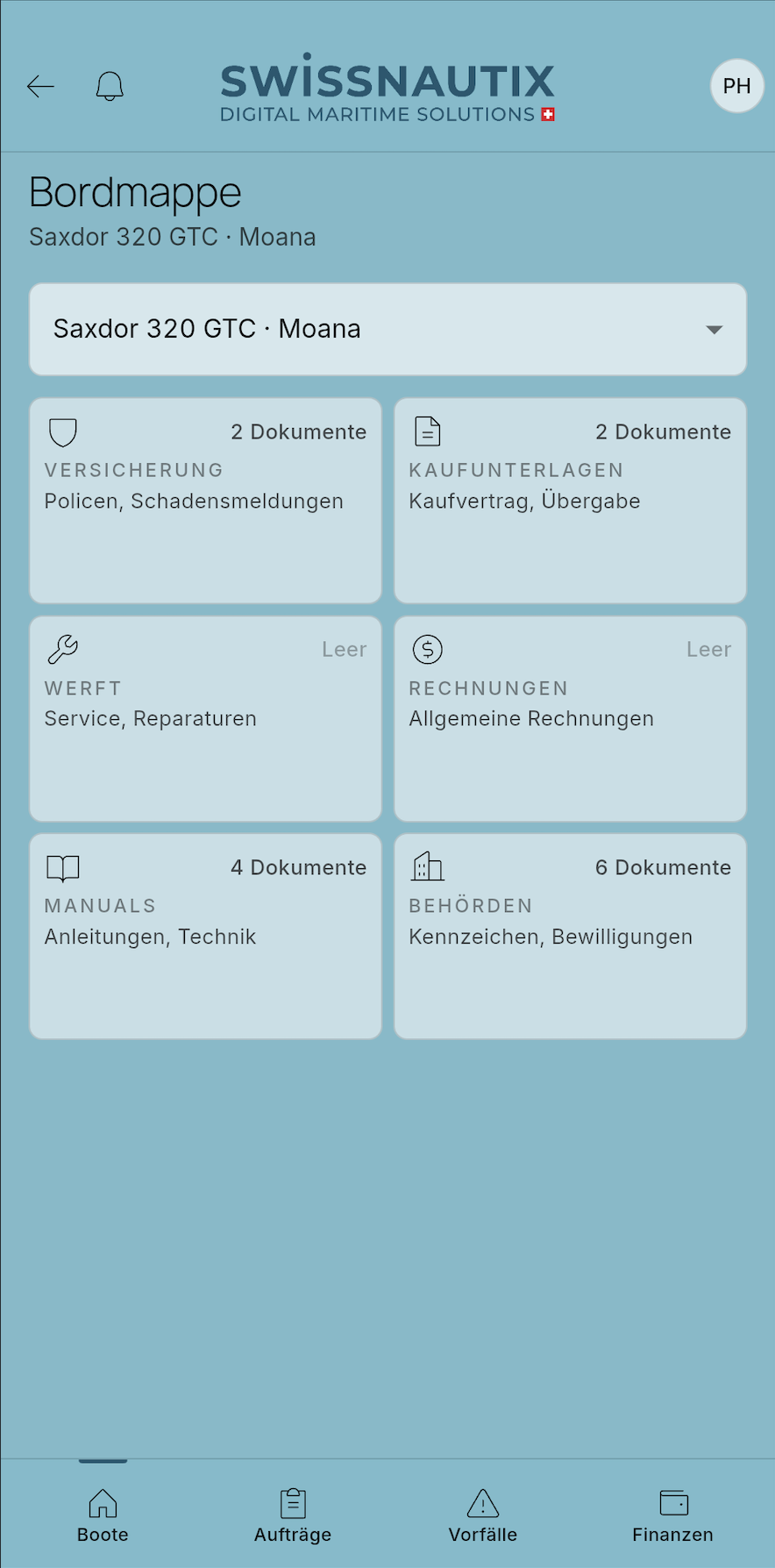 Digitale Bordmappe mit allen Bootsdokumenten zentral abgelegt